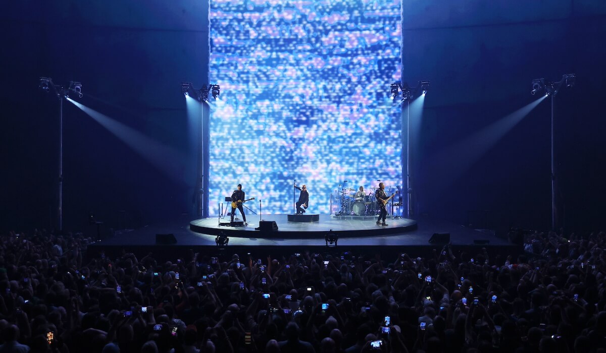 U2 performing on stage at the Sphere in Las Vegas