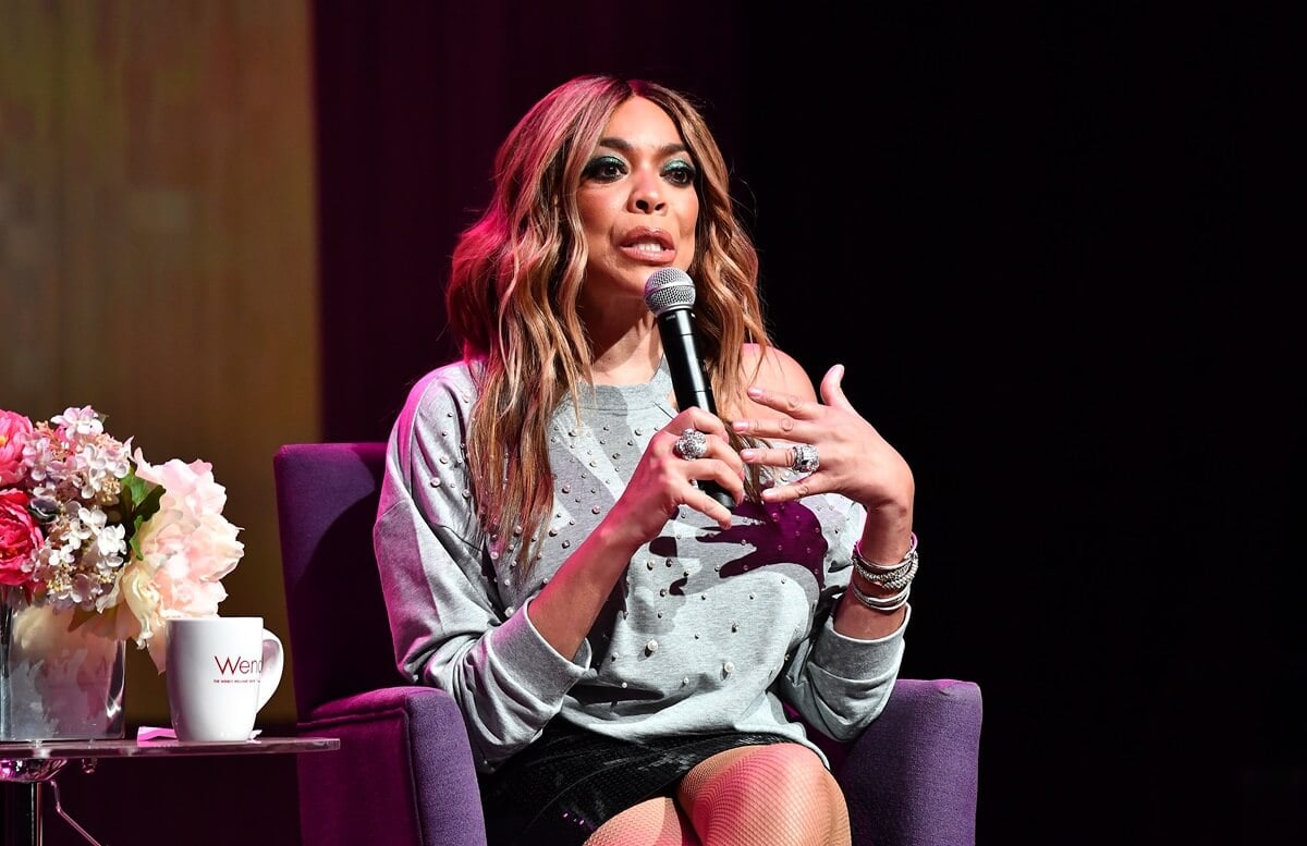 Wendy Williams sitting on stage during her during her celebration of 10 years of 'The Wendy Williams Show'.