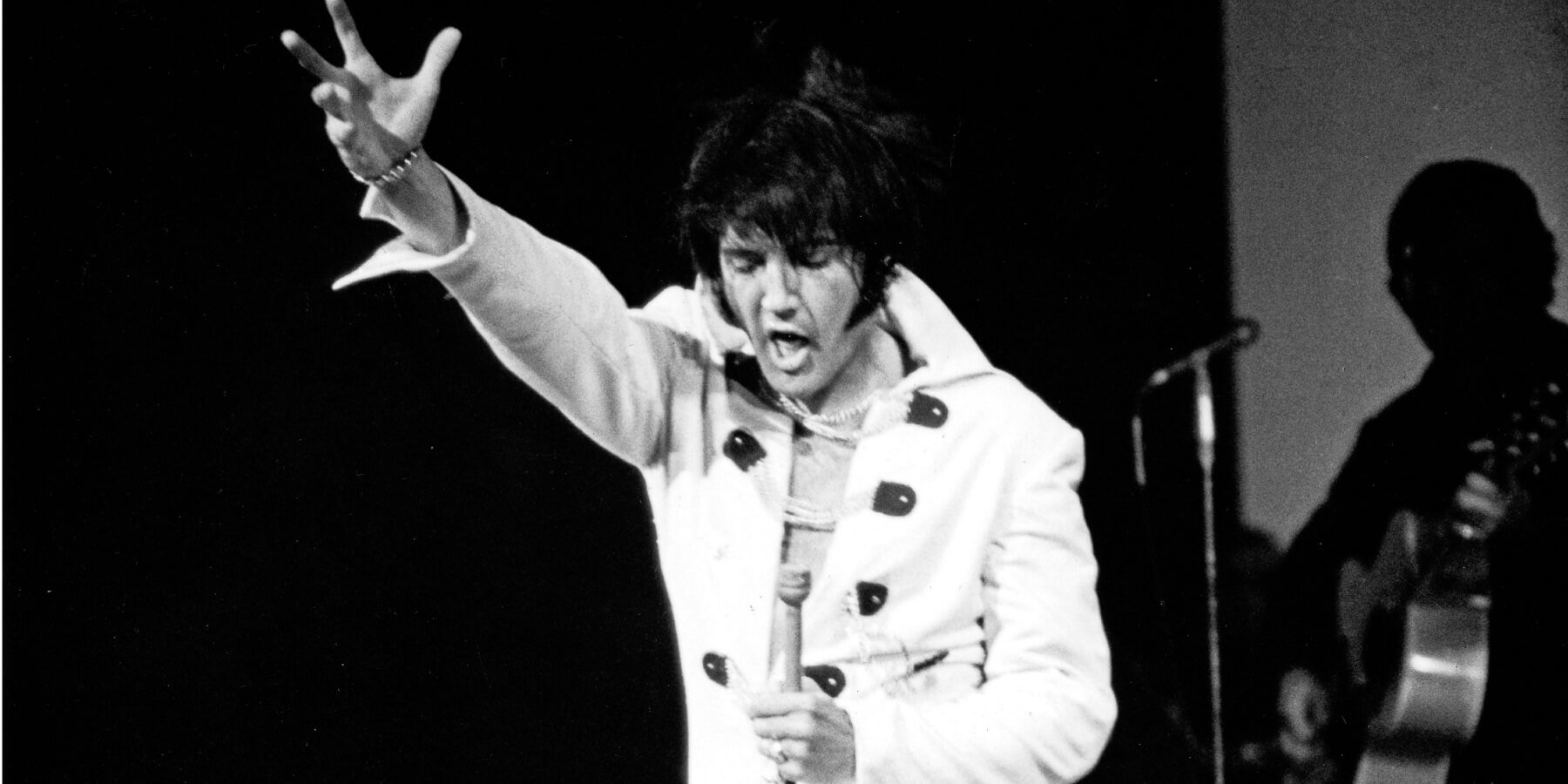 Elvis Presley during the filming of 'That's The Way it Is'