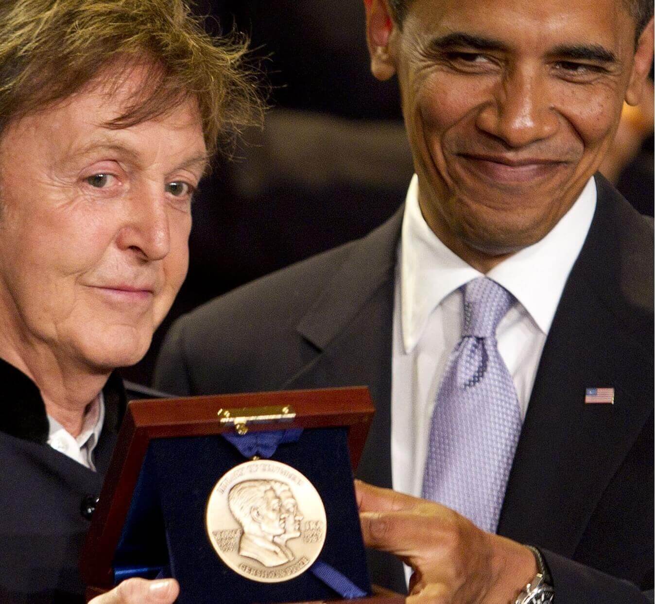 "Ebony and Ivory" singer Paul McCartney with President Barack Obama