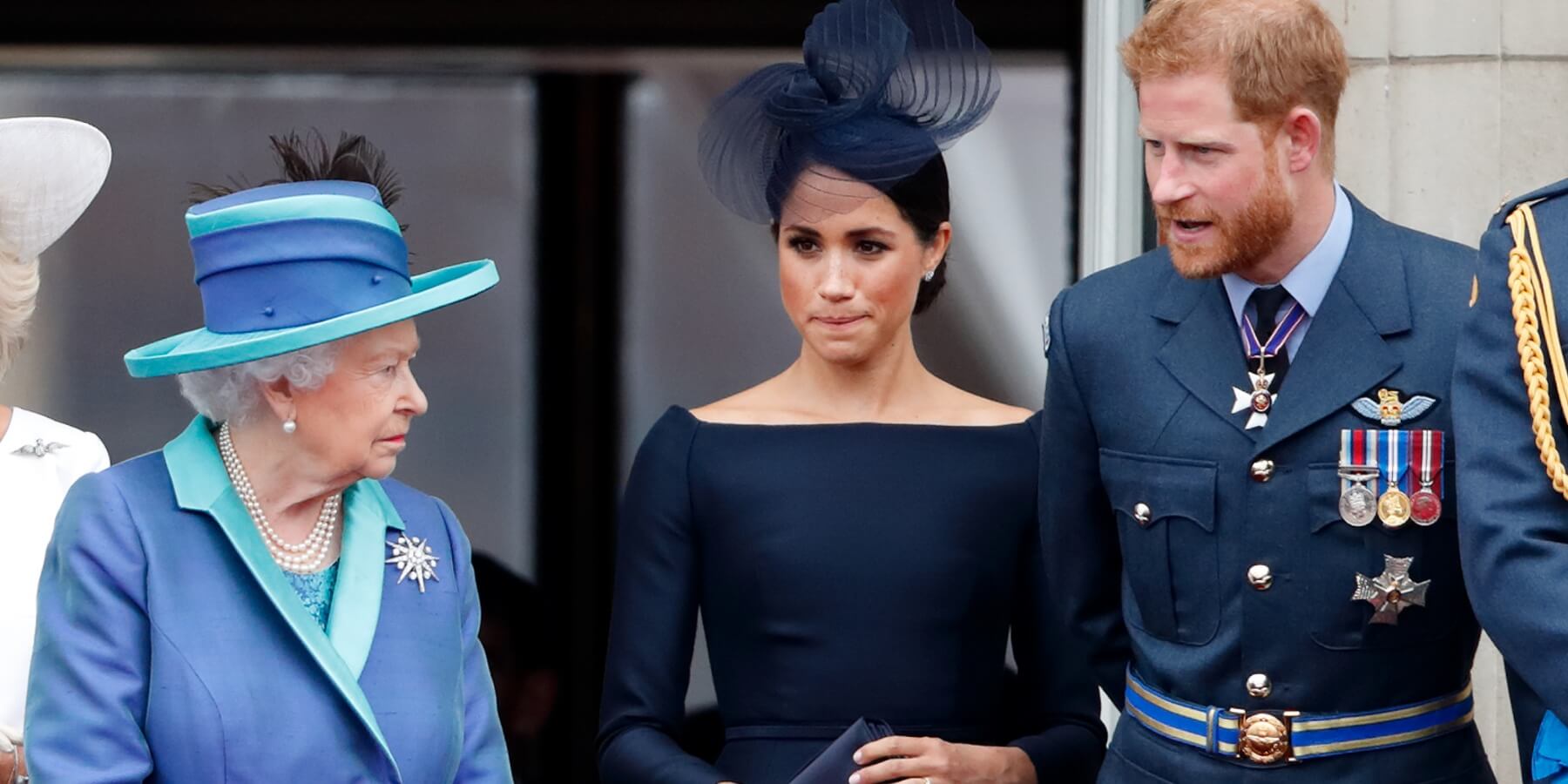 Queen Elizabeth, Meghan Markle, and Prince Harry photographed at Buckingham Palace in 2018