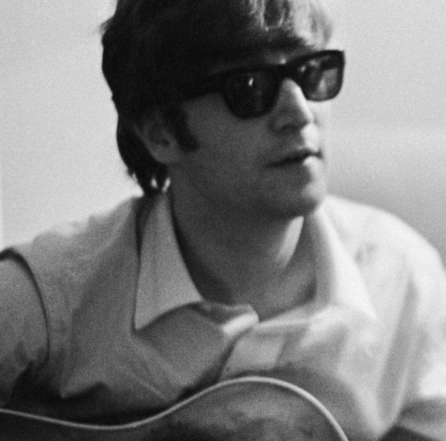 The Beatles' John Lennon in black-and-white