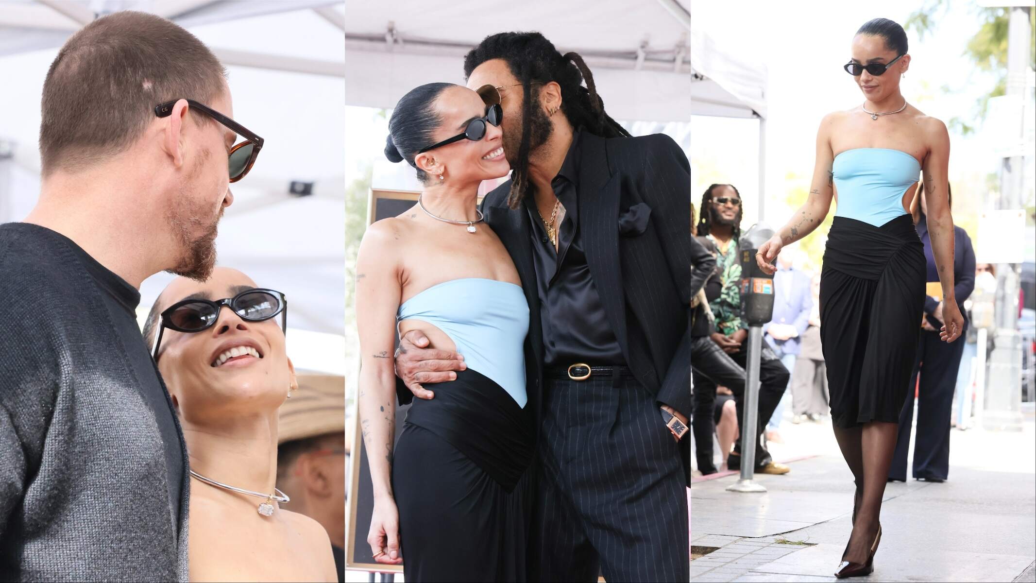 Channing Tatum and Zoë Kravitz smile during the Lenny Kravitz Hollywood Walk of Fame Star Ceremony
