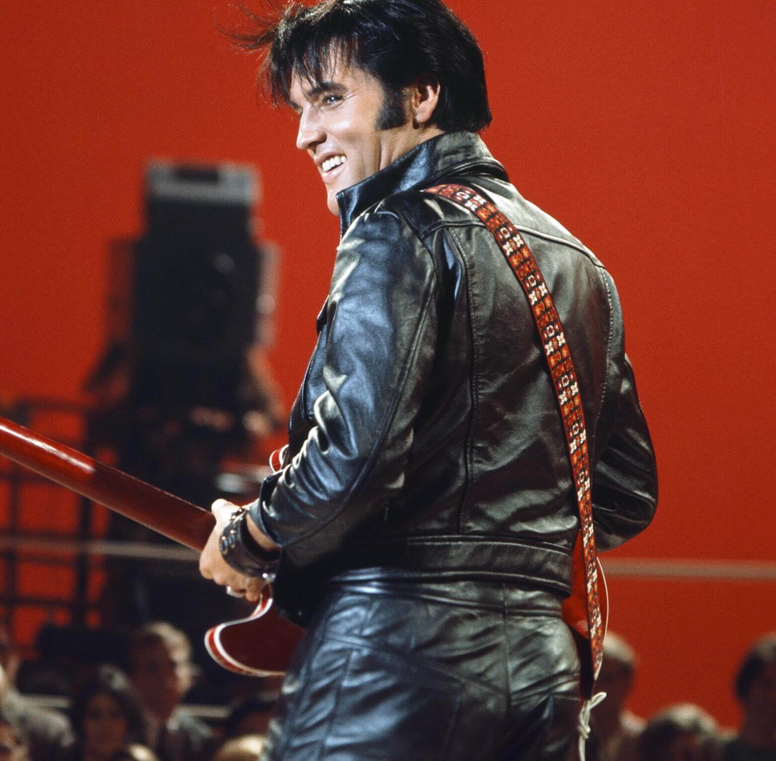 Elvis Presley, the subject of Alannah Myles' "Black Velvet," wearing black