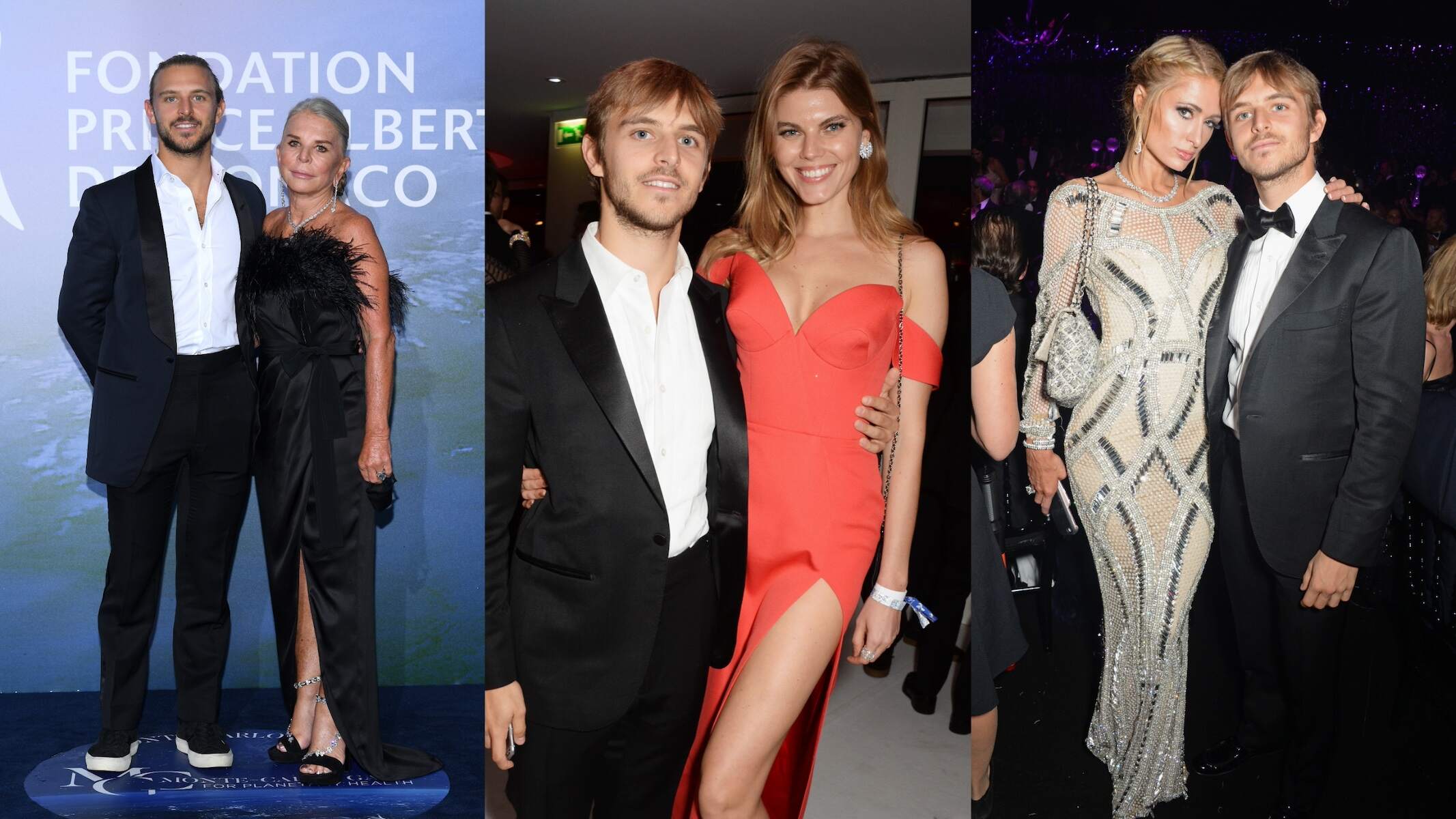 In three photos, Brandon Green poses with his mom, a friend, and Paris Hilton