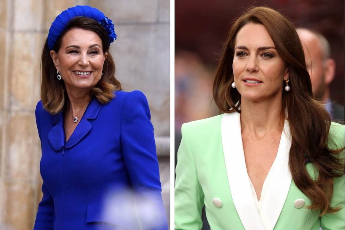 Carole Middleton, who is holding the Wales family 'together' amid Kate Middleton's cancer diagnosis, in 2023, and Kate Middleton in 2023
