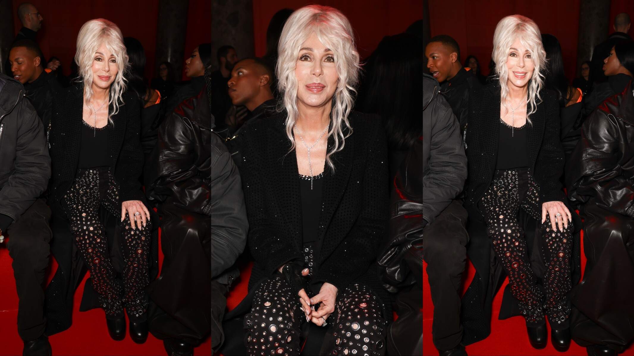 Singer Cher wears pants with holes in them at Paris Fashion Week 2024