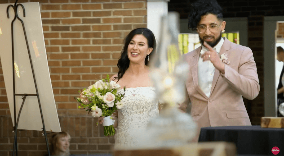 Chloe and Michael walking together on their wedding day on 'Married at First Sight'