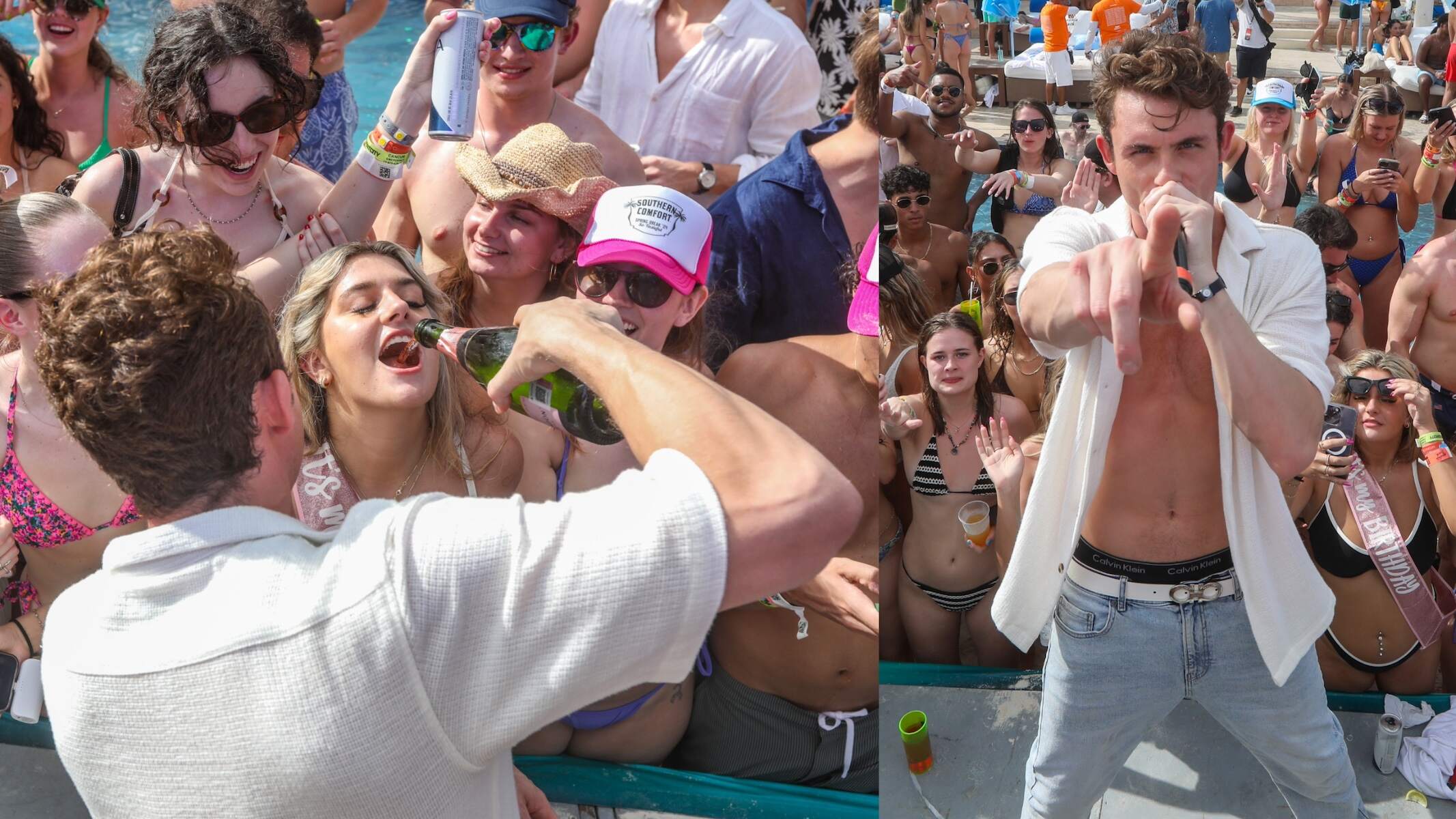 Vanderpump Rules star James Kennedy djs in Cancun to an excited crowd while wearing a white unbuttoned shirt