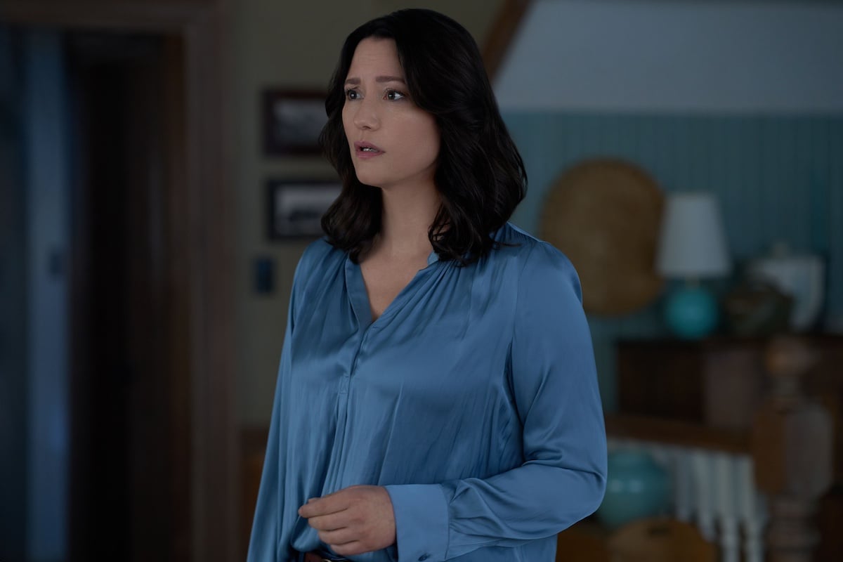 Kat in a blue button-down shirt in 'The Way Home' Season 2 finale