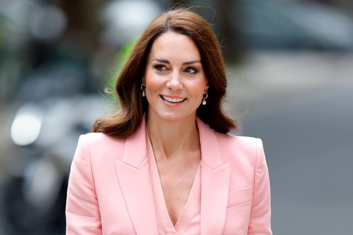 Kate Middleton, whose hired a new private secretary, in 2023 wearing a pink suit.