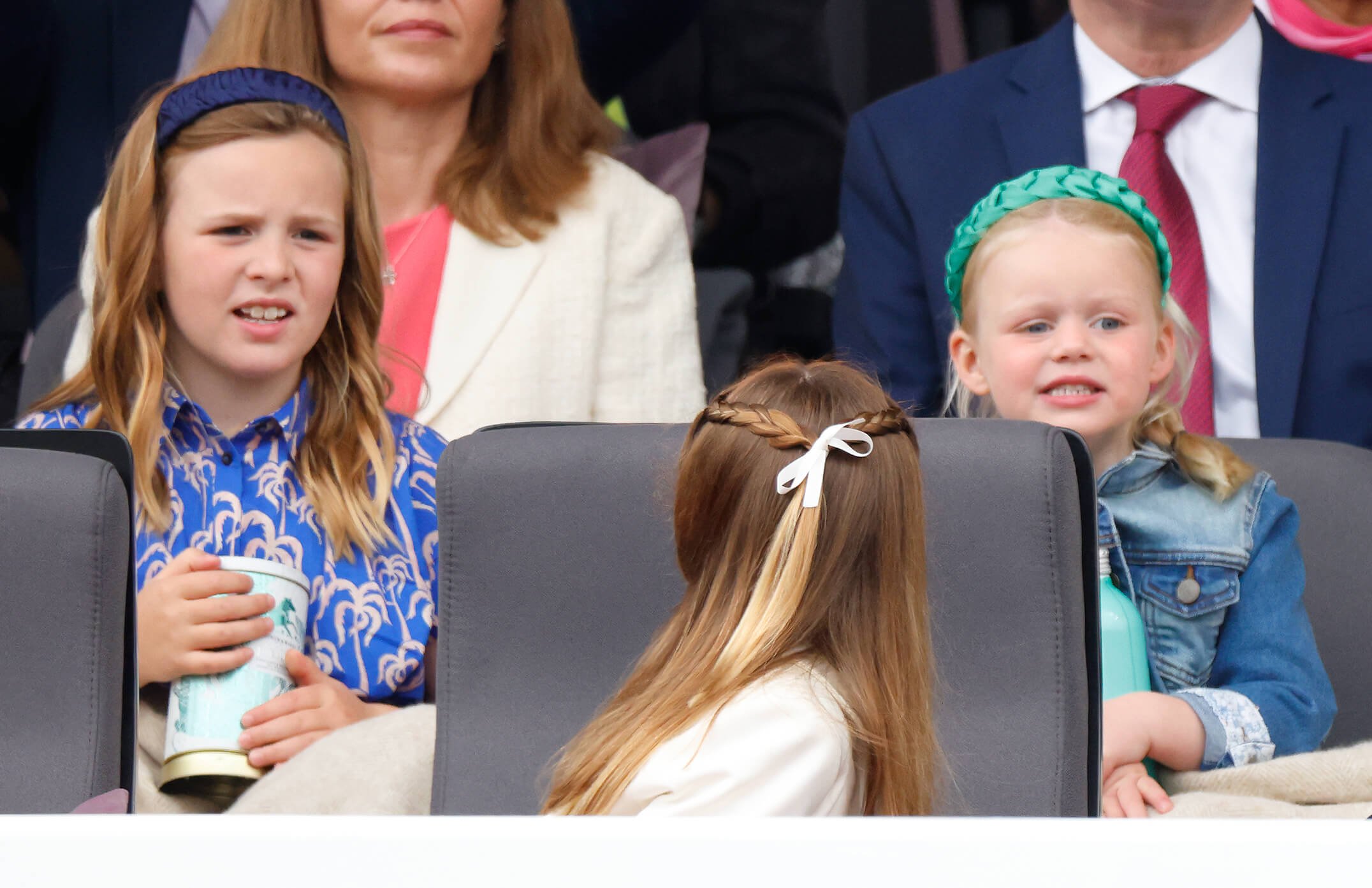 Mia Tindall, Princess Charlotte, and Lena Tindall attend the Platinum Pageant