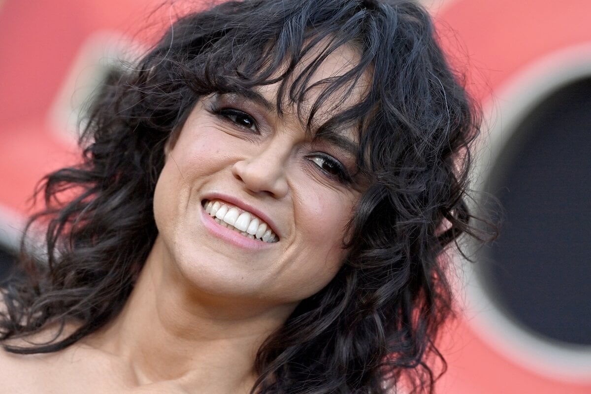 Michelle Rodriguez smiling at the Los Angeles Premiere of Paramount Pictures' "Dungeons And Dragons: Honor Among Thieves".