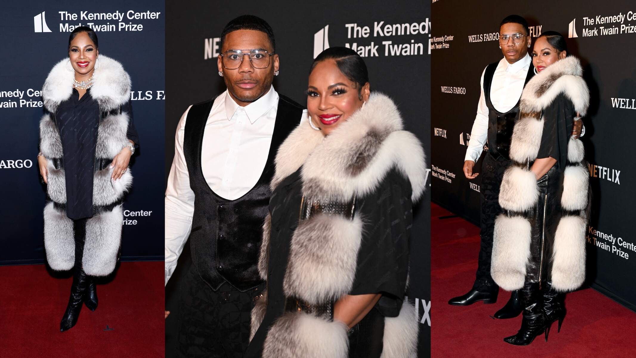 Couple Ashanti and Nelly walk the red carpet at the 2024 Annual Mark Twain Prize For American Humor