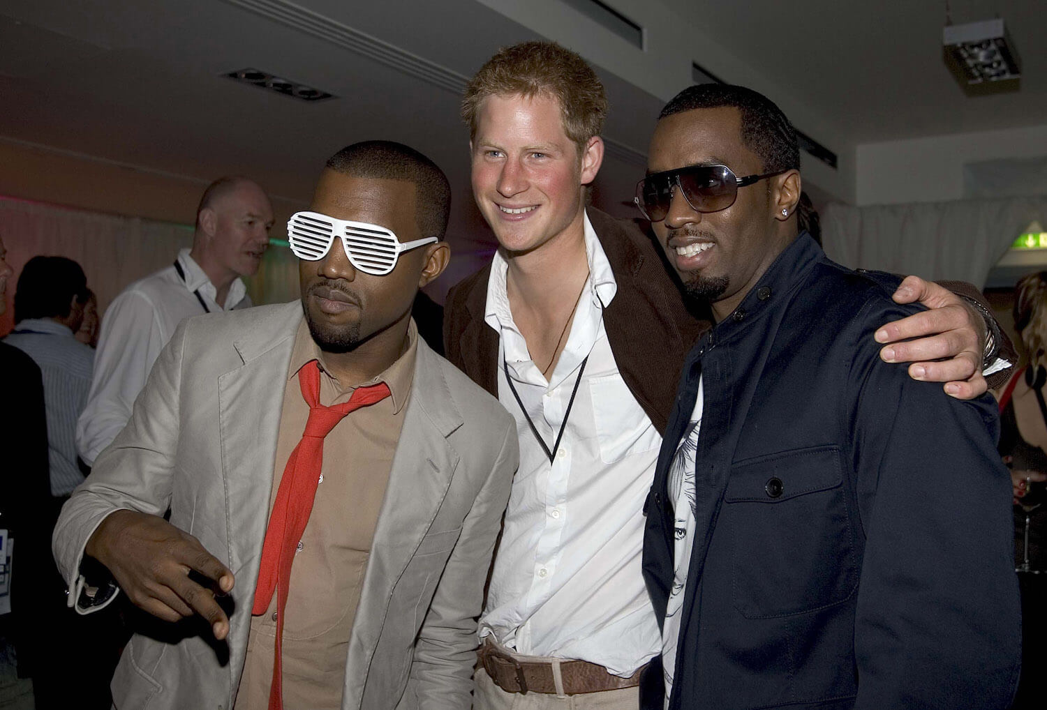 Prince Harry with Sean 'P. Diddy' Combs and Kanye West in 2007