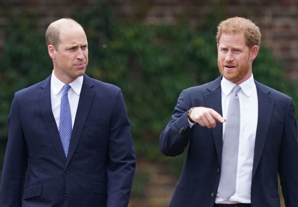 Prince William and Prince Harry ahead of the unveiling of a statue of their mother, Princess Diana at The Sunken Garden in Kensington Palace