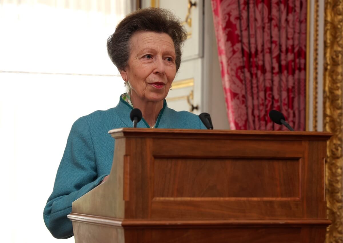 Princess Anne gives a speech during a reception for Korean war veterans