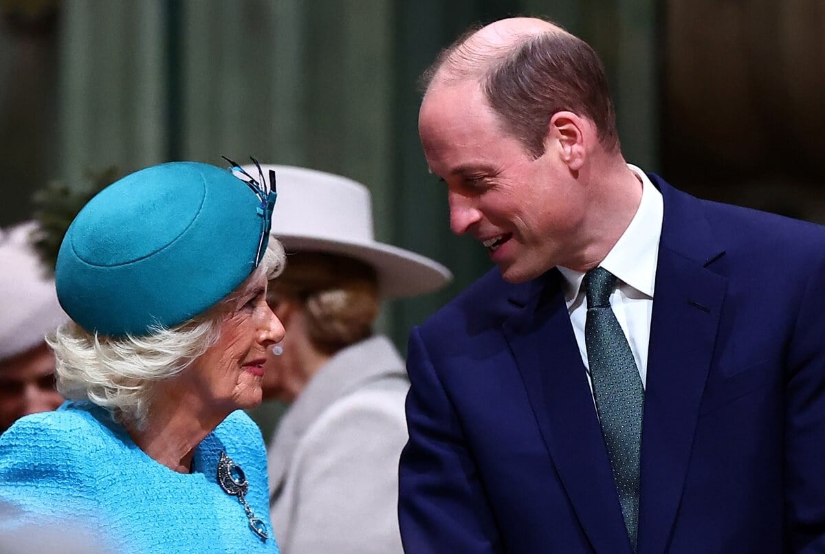 Queen Camilla (formerly Camilla Parker Bowles) and Prince William speak as they attend the 2024 Commonwealth Day Service at Westminster Abbey
