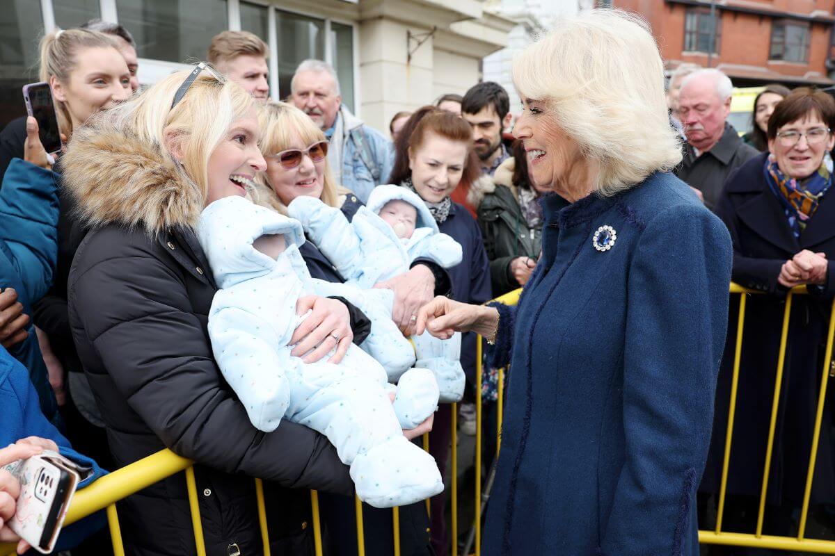 Queen Camilla meets members of the public after departing from Douglas Borough Council on March 20, 2024 in Douglas, Isle of Man