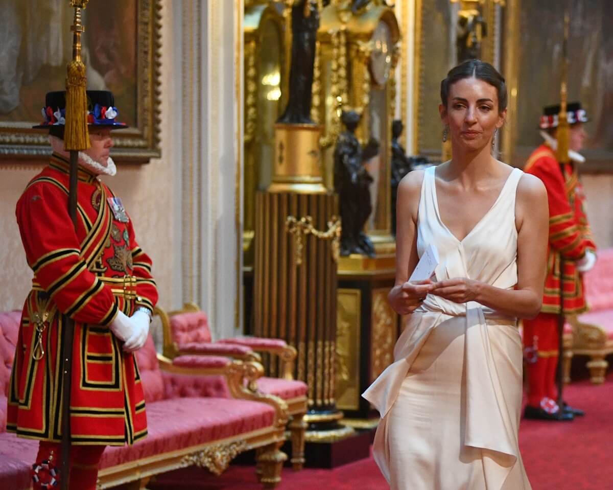 Rose Hanbury arrives through the East Gallery for a State Banquet at Buckingham Palace