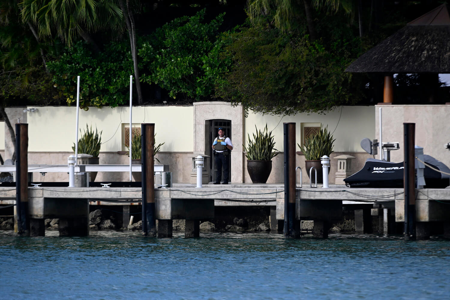 A Homeland Security officer at Sean 'P. Diddy' Combs' waterfront home in Miami
