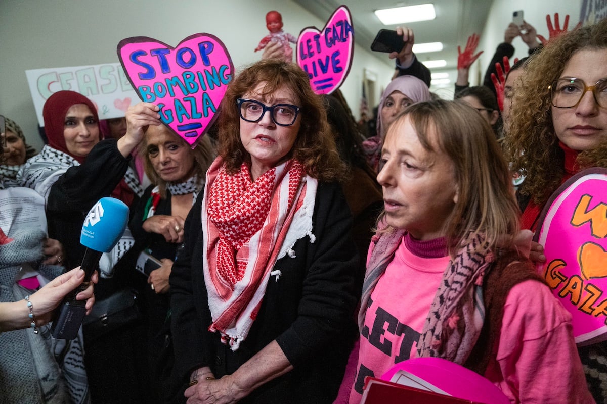 Susan Sarandon at protest in Washington DC