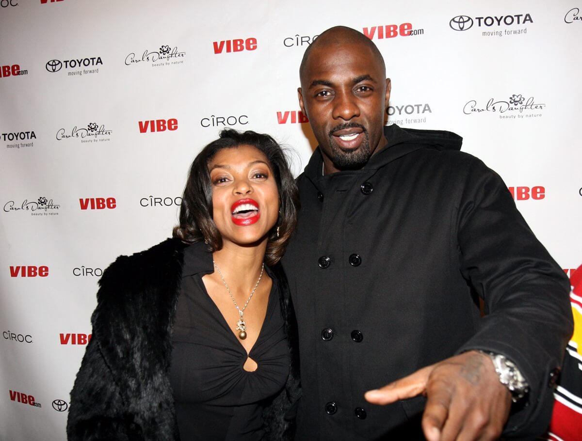 Taraji P. Henson and Idris Elba posing at Vibe Magazine 150th Issue Party Hosted by Ciroc Vodka and Toyota.