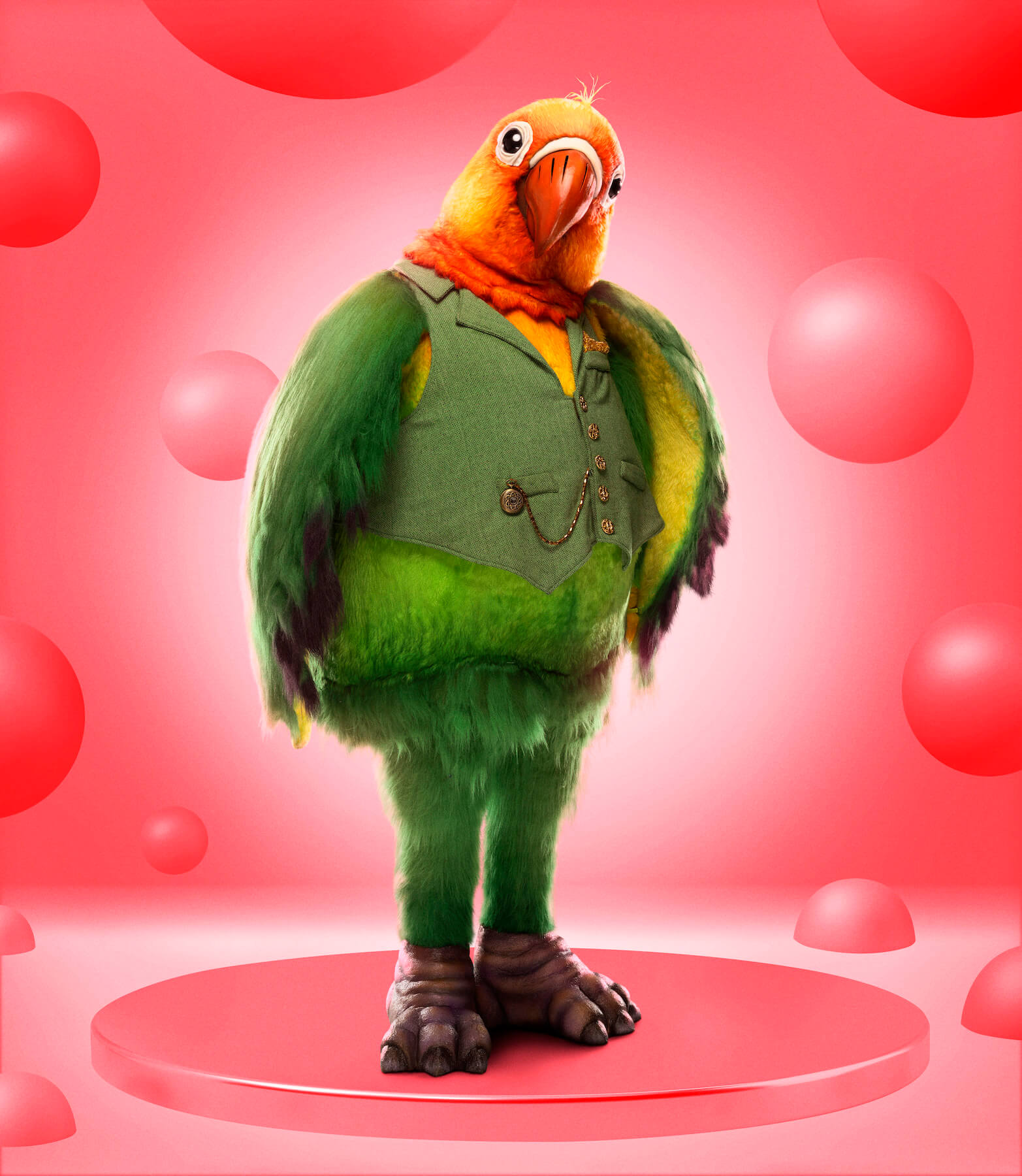 'The Masked Singer' Season 11 Lovebird mask against a red background
