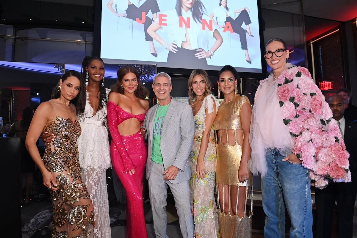 The cast of 'The Real Housewives of New York City' Season 15 pose with Andy Cohen