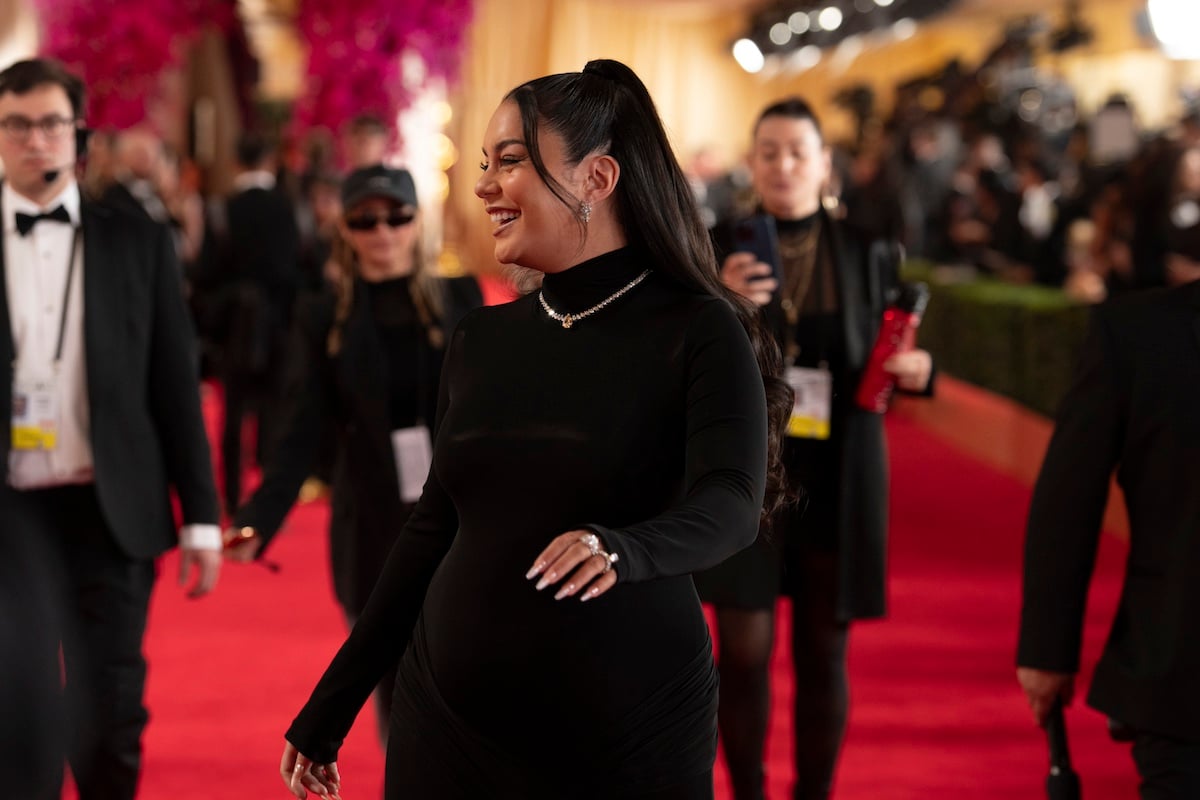Vanessa Hudgens walking on the 2024 Oscars red carpet