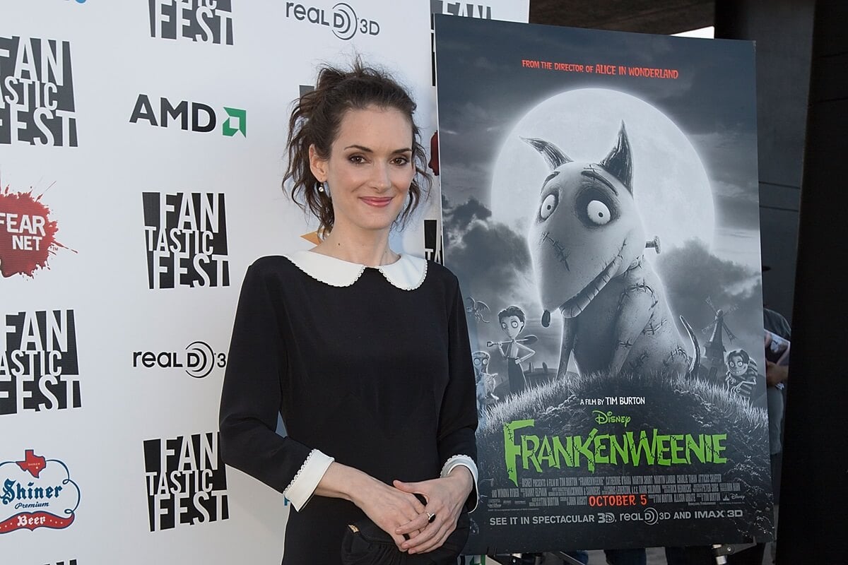 Winona Ryder posing in a black dress at the the premiere of Tim Burton's 'Frankenweenie'.