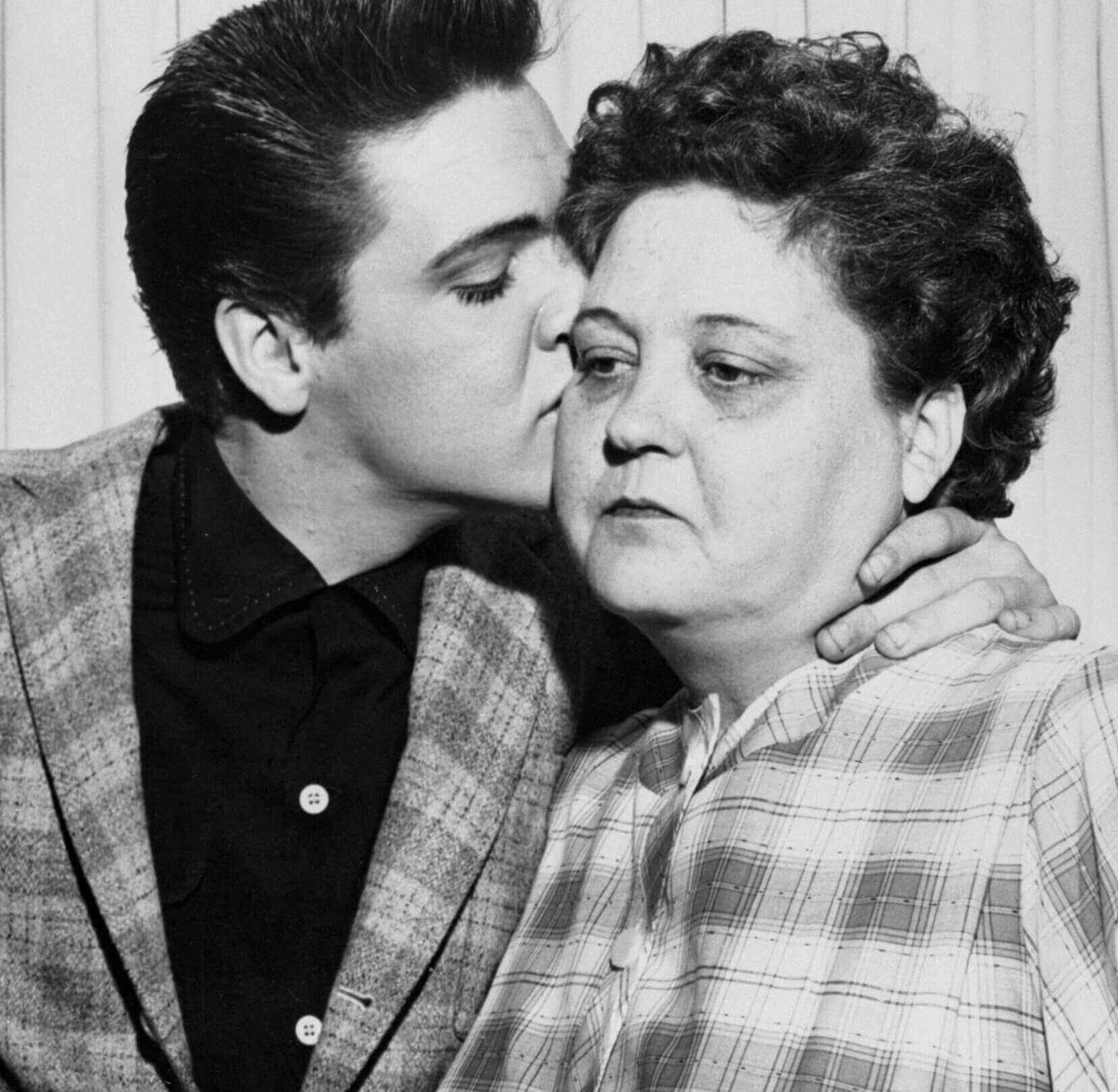 Elvis Presley with his mom, Gladys Presley