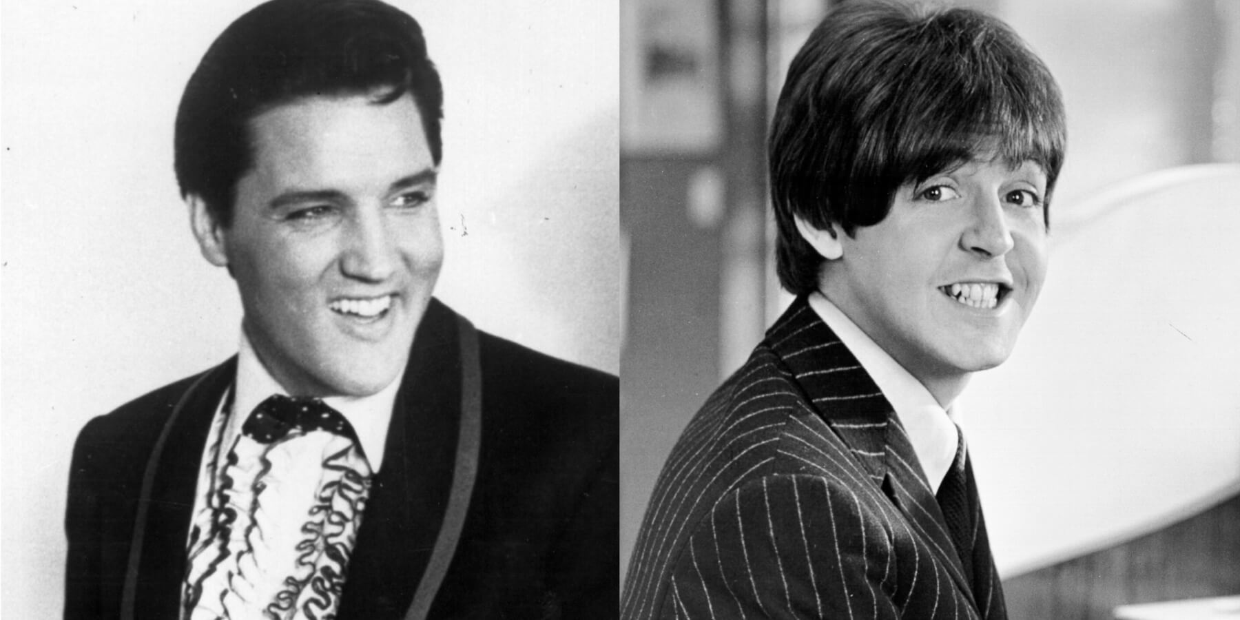 Paul McCartney and Elvis Presley in side-by-side photographs