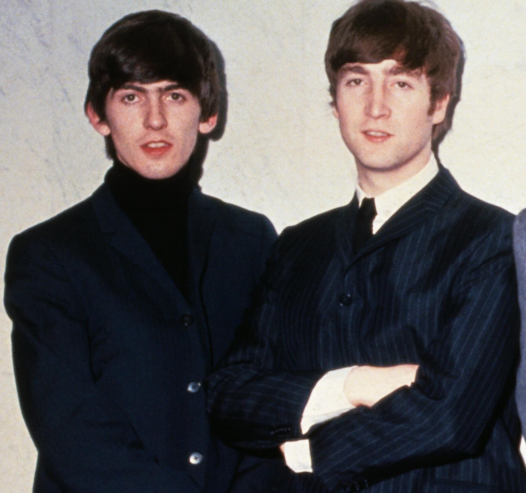 George Harrison and John Lennon in suits