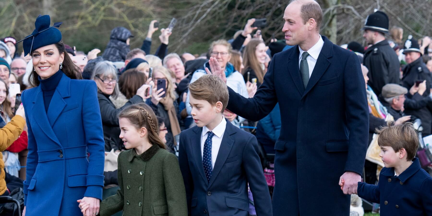 Kate Middleton, Princess Charlotte, Prince George, Prince William and Prince Louis on Christmas Day 2023