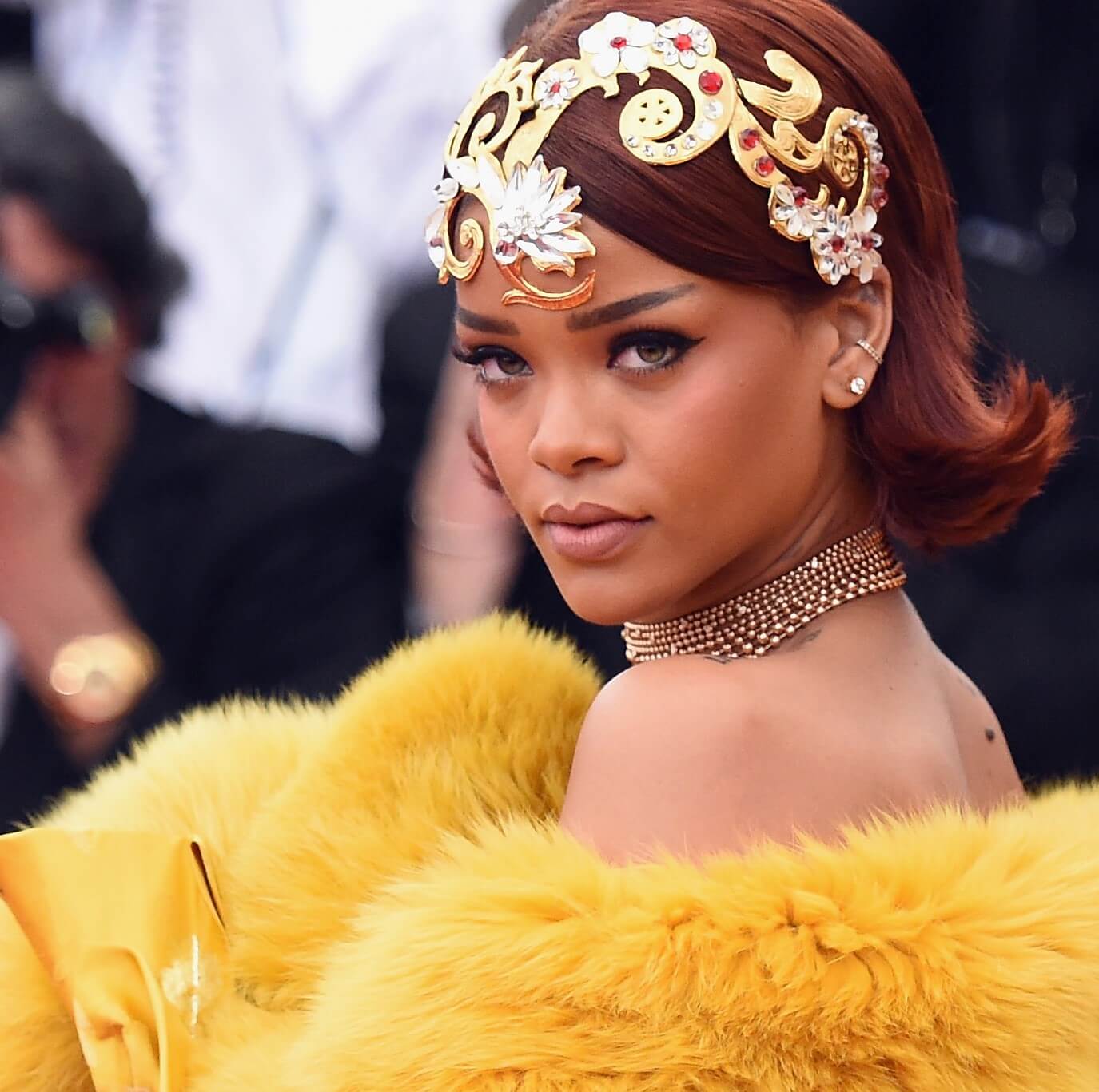 "Rude Boy" singer Rihanna wearing a crown