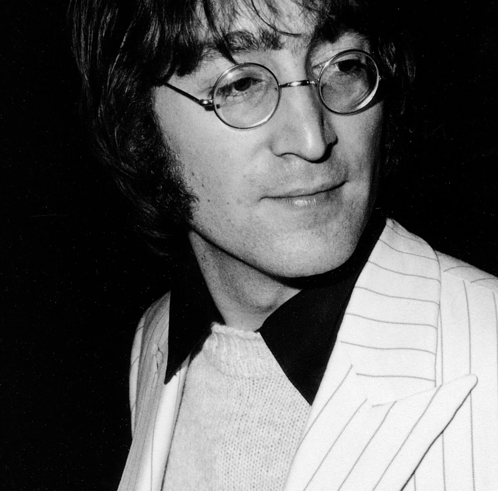 The Beatles' John Lennon in black-and-white