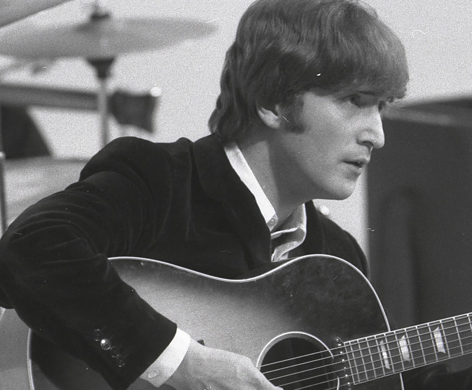 The Beatles' John Lennon in black-and-white