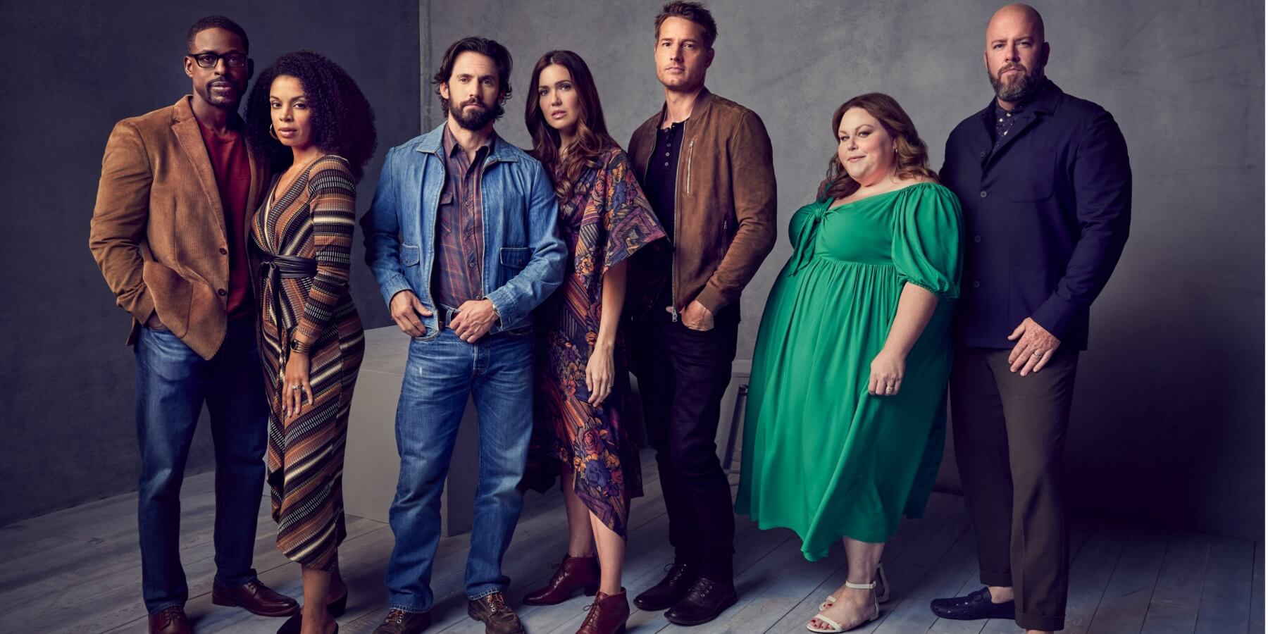 The cast of NBC's 'This Is Us' photographed during Season 6 includes Sterling K. Brown, Susan Kelechi Watson, Milo Ventimiglia, Mandy Moore, Justin Hartley, Chrissy Metz, and Chris Sullivan