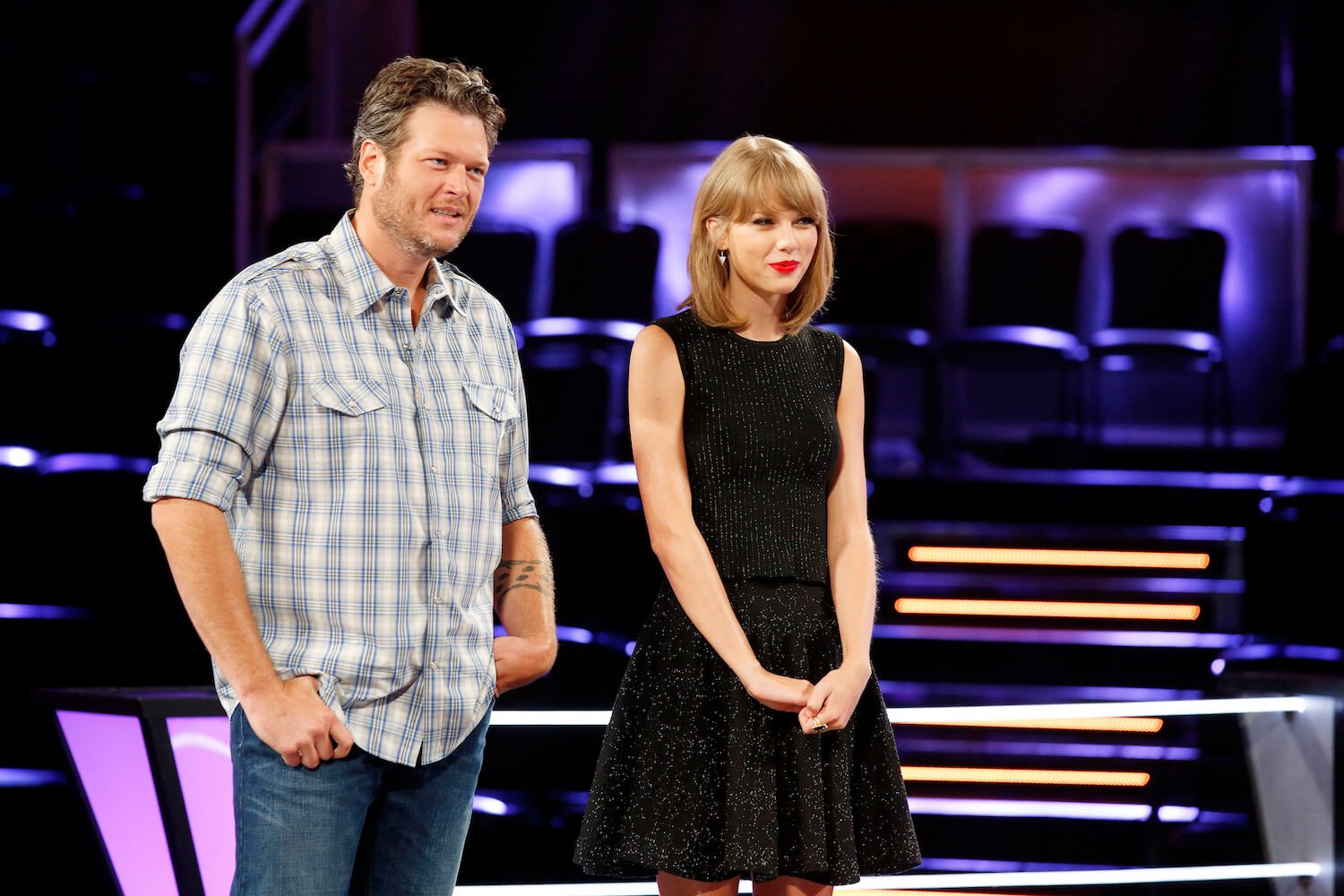Blake Shelton and Taylor Swift on the set of 'The Voice'