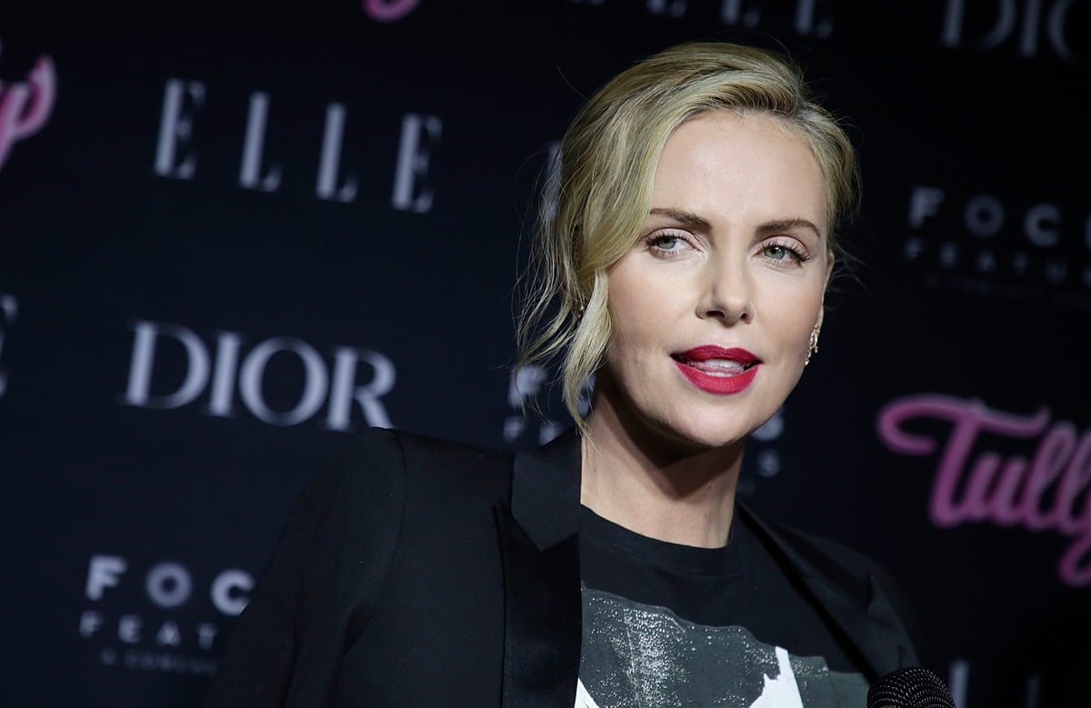 Charlize Theron wearing a black outfit at a screening for 'Tully'.