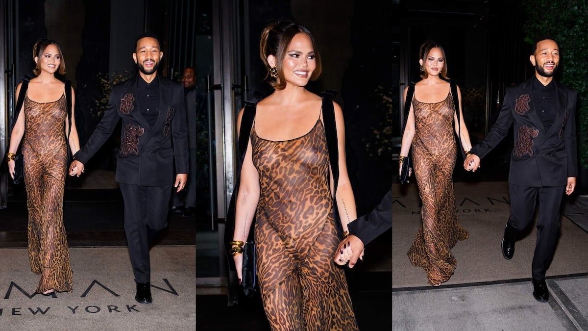 Married couple Chrissy Teigen and John Legend exit their NYC hotel in formalwear