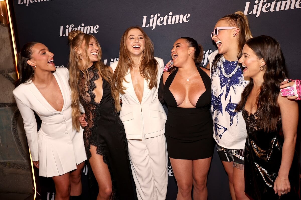 Photo of the cast of 'Dance Moms: The Reunion' laughing at the premiere