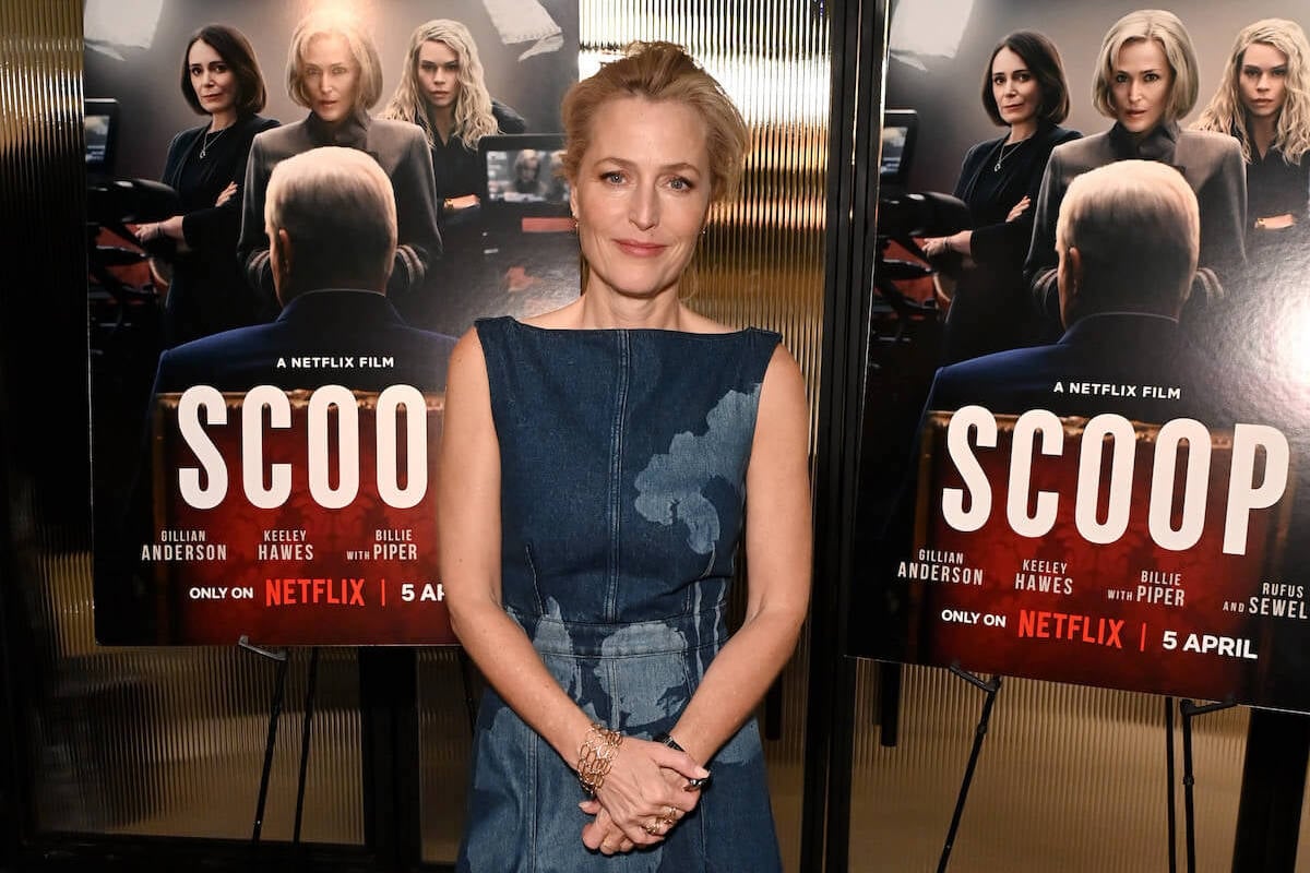 Gillian Anderson, who plays Emily Maitlis in 'Scoop,' at the Netflix movie's NYC screening