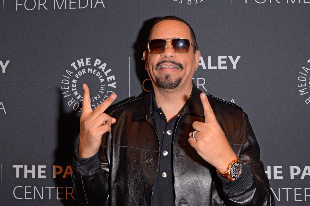 Ice-T (Tracy Lauren Marrow) attends the "Law & Order: SVU" Television Milestone Celebration while wearing a black leather jacket.