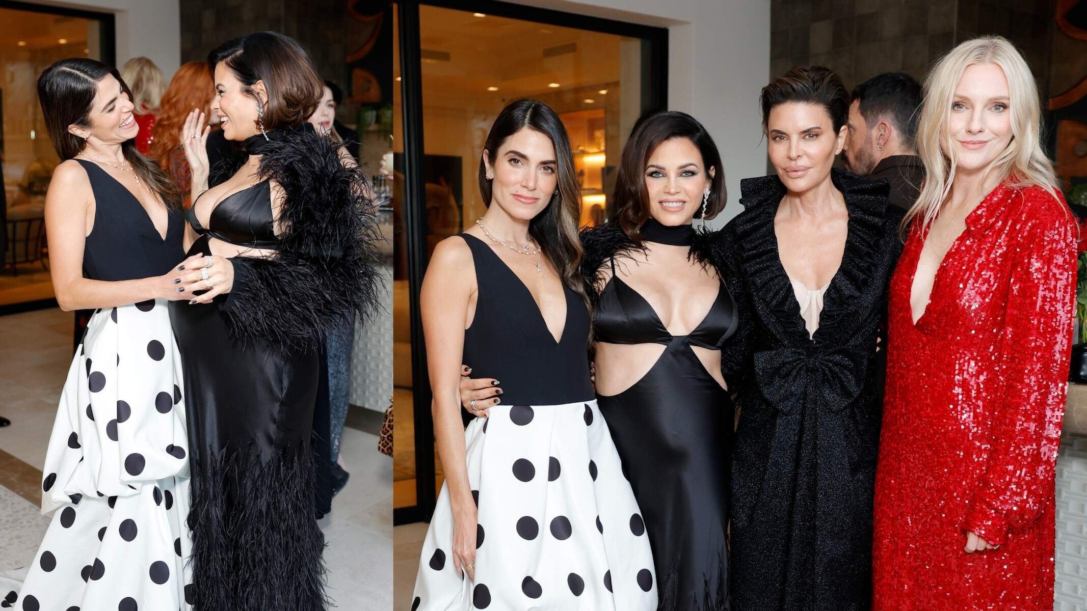 Celebrities Nikki Reed, Jenna Dewan, Lisa Rinna, and Laura Brown smile together on the patio at the Fashion Trust U.S. Awards 2024