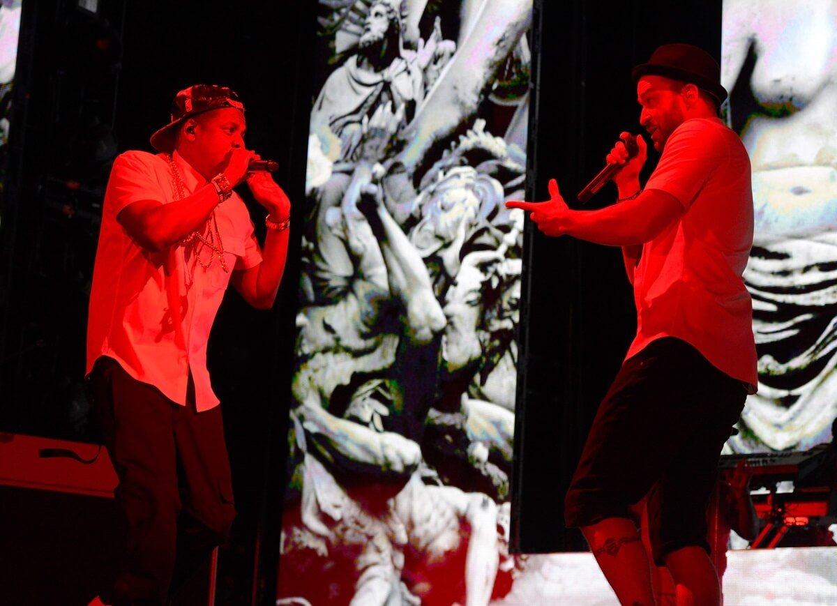 Justin Timberlake and Jay-Z performing on stage.