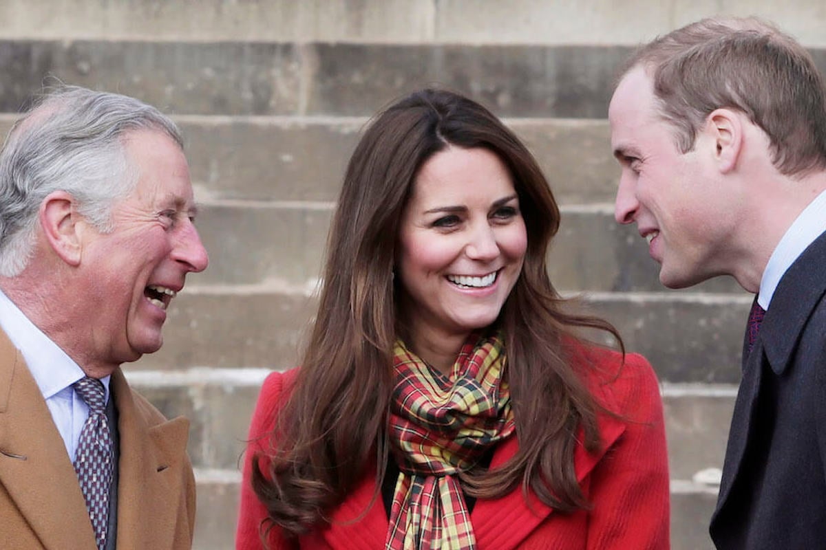 Kate Middleton, who is a 'healing balm' to Charles and William's relationship, with King Charles and Prince William smile in 2013