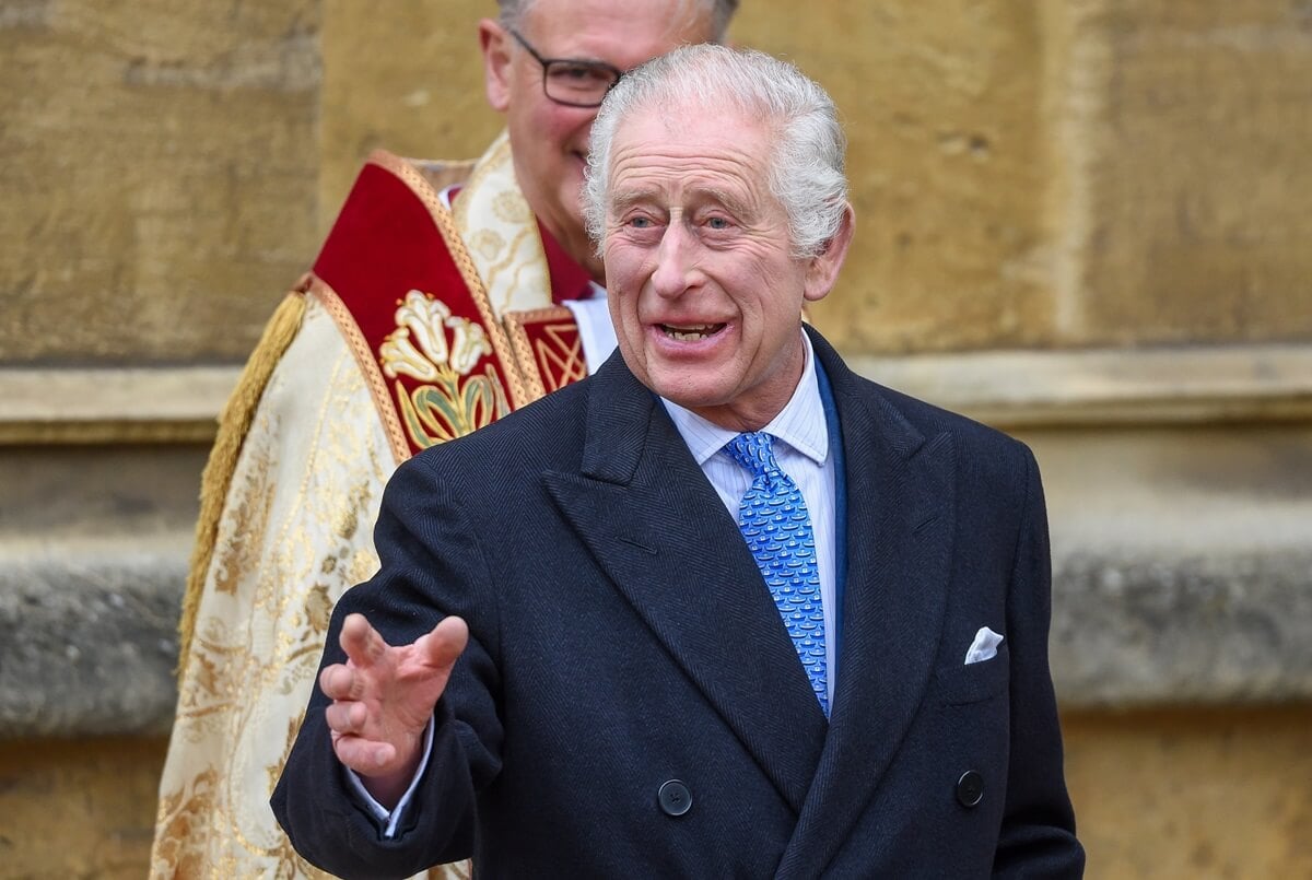 King Charles III attends the Easter Mattins Service at Windsor Castle
