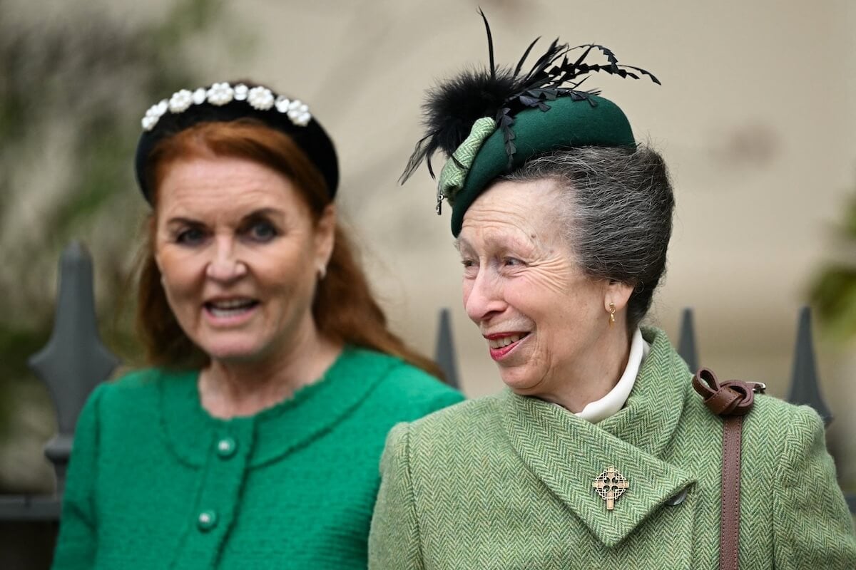 Princess Anne walks with Sarah Ferguson on Easter 2024
